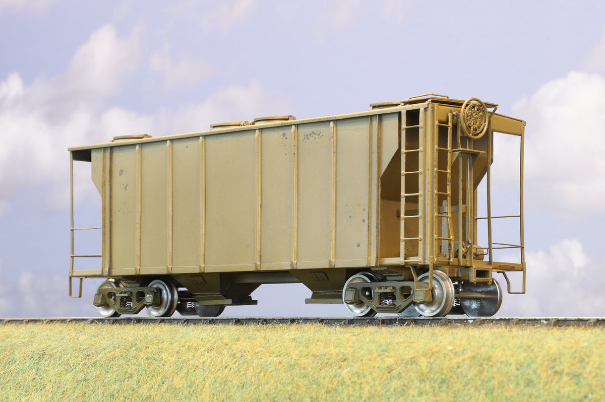 NJ Custom Brass American O Gauge 50 Ton 2 Bay Hopper Car (Unpainted Brass)