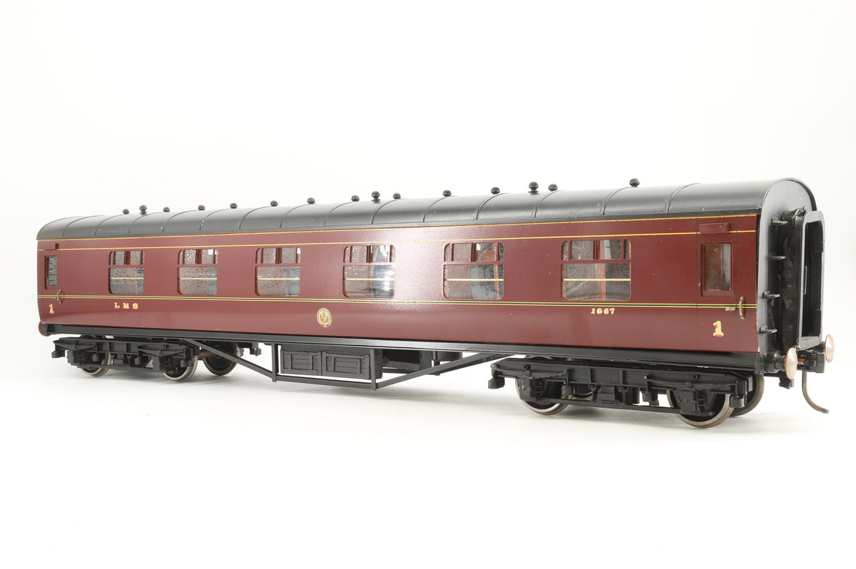 Wrightways Gauge 1 LMS Corridor First Coach Lined Maroon