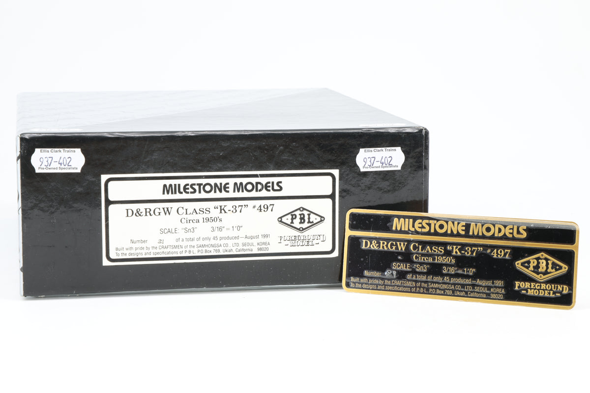 P–B–L Milestone Models Sn3 D&RGW K-37 2-8-2 No. 497 Weathered