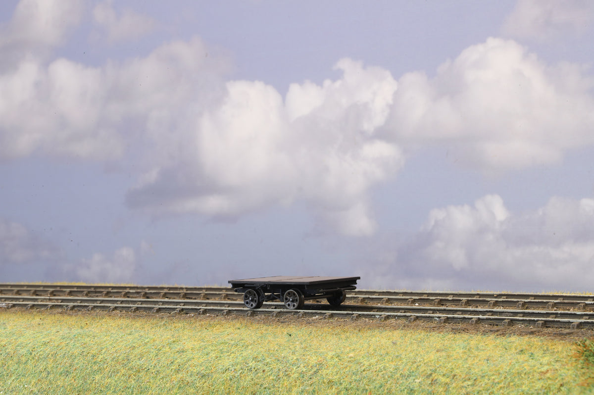 Ellis Clark Trains Finescale O Gauge Wickham Flatbed Trailer Plain Black Unnumbered