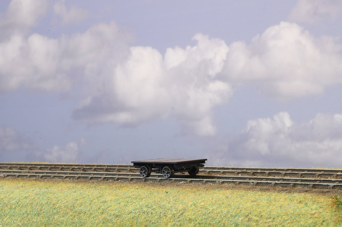 Ellis Clark Trains Finescale O Gauge Wickham Flatbed Trailer Plain Black Unnumbered