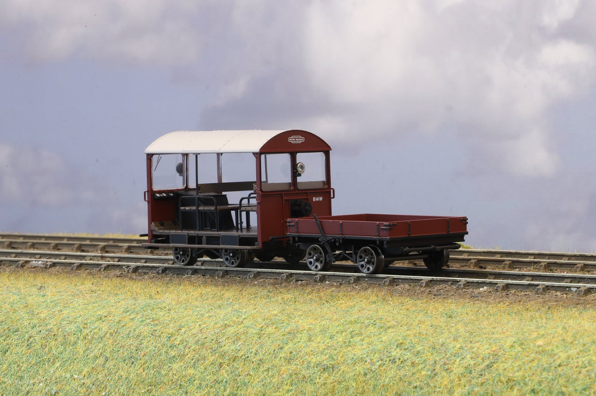 Finescale O Gauge Ellis Clark Trains Wickham Trolley & Trailer, Plain Maroon, B14W