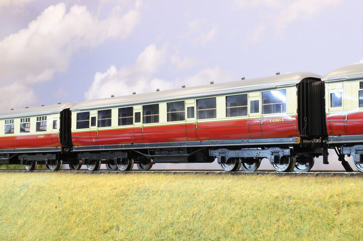 Darstaed Coarse Scale O Set of 3 LNER Gresley Coaches BR Crimson &amp; Cream &#39;Set B&#39;