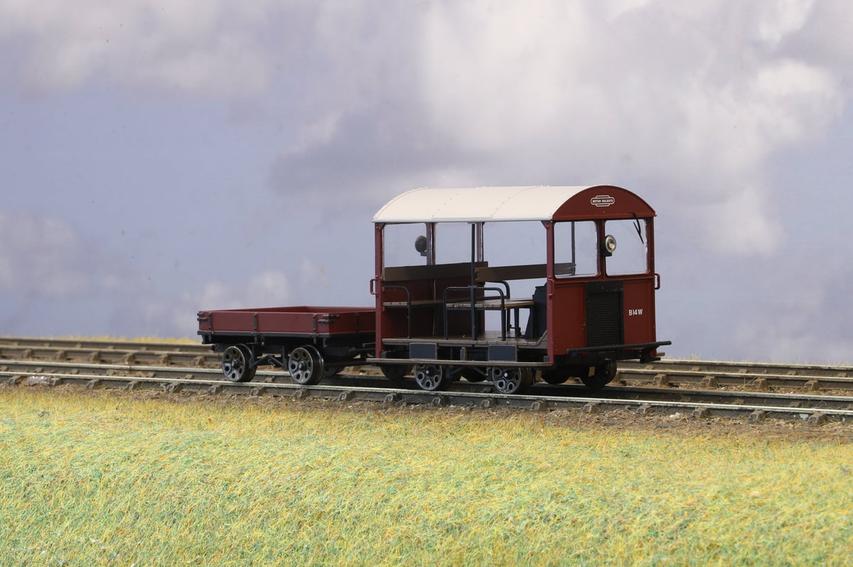 Finescale O Gauge Ellis Clark Trains Wickham Trolley & Trailer, Plain Maroon, B14W