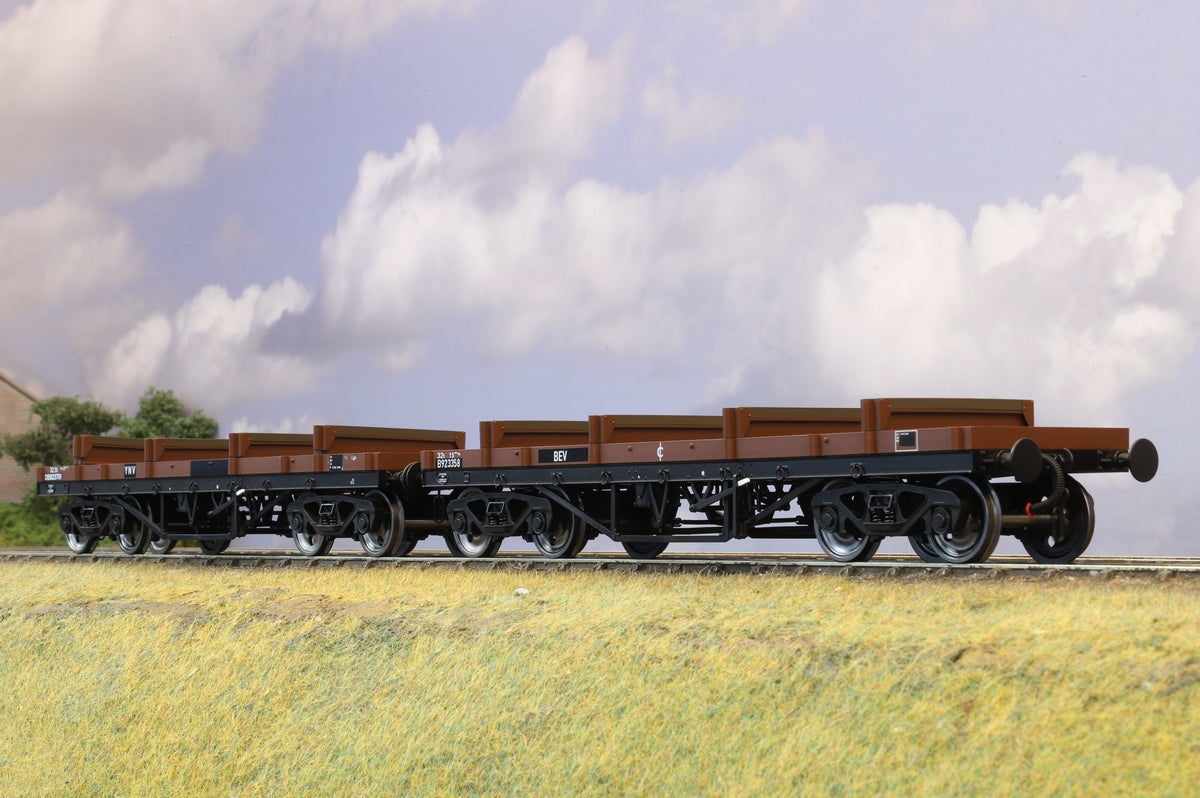 Dapol Finescale O Gauge Pair of 2 Bogie Bolster Wagons (Bauxite)