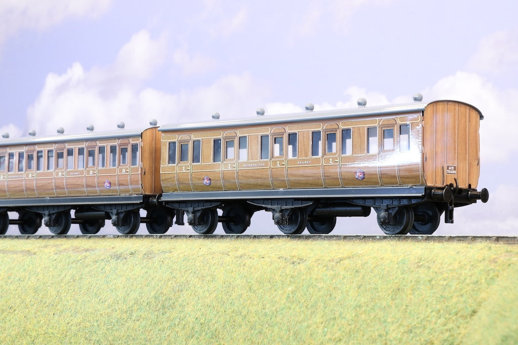 Ace Trains Coarse Scale O Gauge Rake of 3 Metropolitan 6 Wheel Teak Coaches
