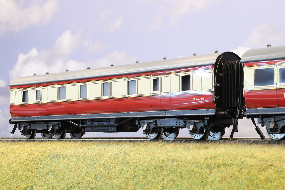 Darstaed Coarse Scale O Set of 3 LMS Period I Coaches BR Crimson &amp; Cream &#39;Set B&#39;