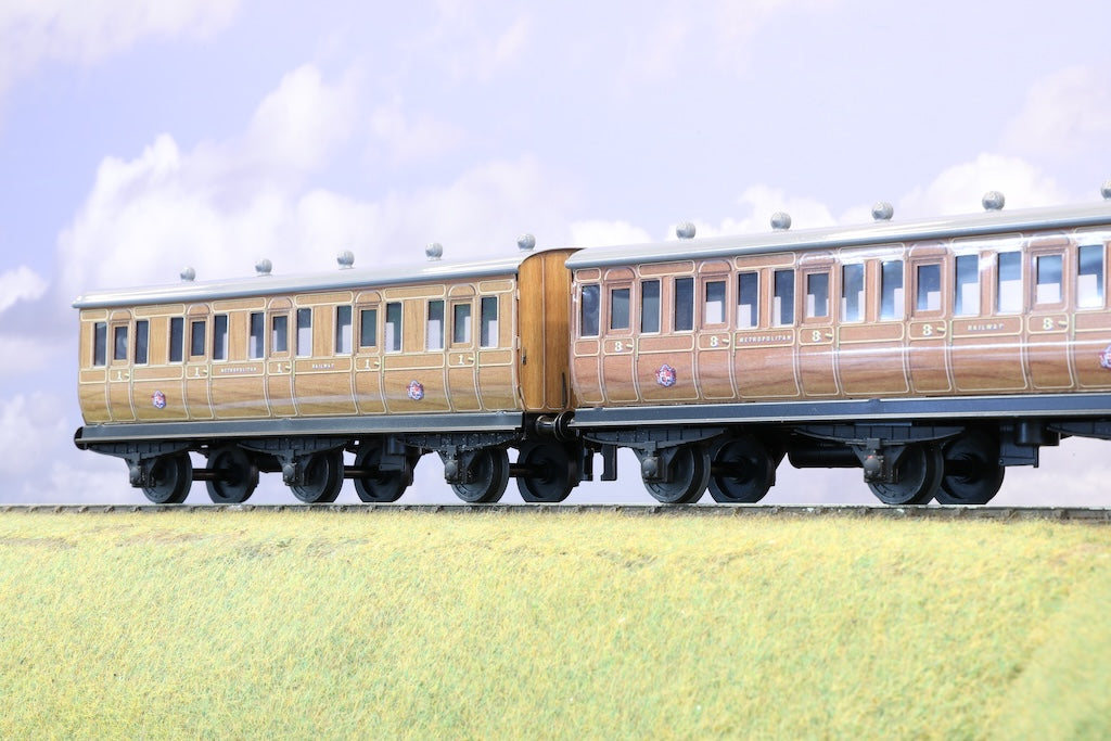 Ace Trains Coarse Scale O Gauge Rake of 3 Metropolitan 6 Wheel Teak Coaches