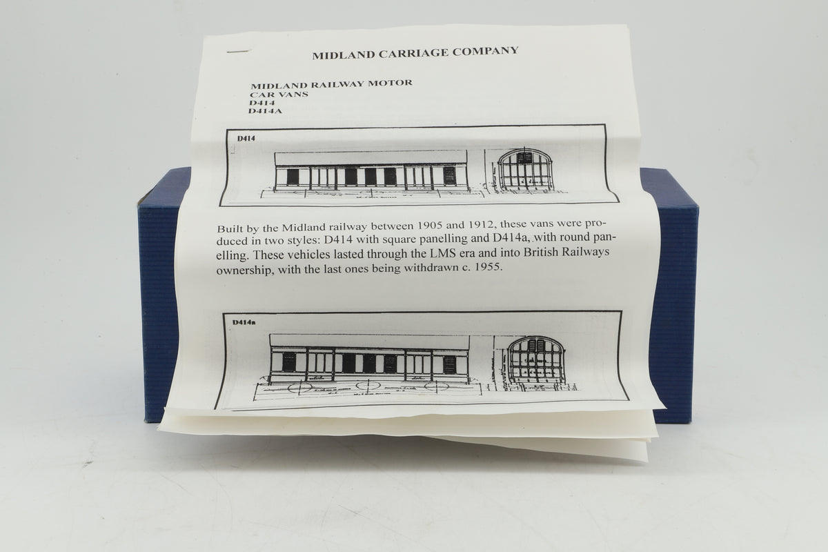 Midland Carriage Company Finescale O Gauge Midland Railway D414 Motor Car Van Kit