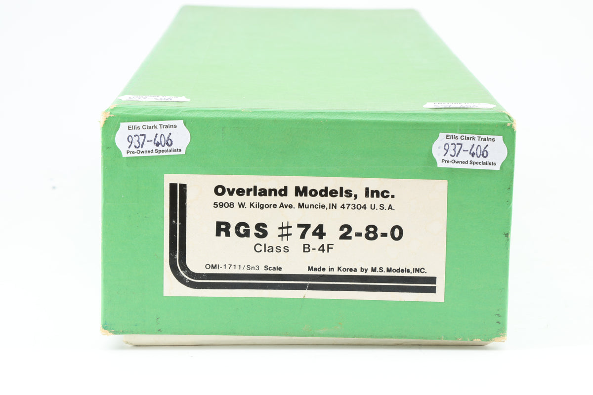 Overland Models Sn3 Rio Grande Southern B-4F 2-8-0 No. 74 Weathered