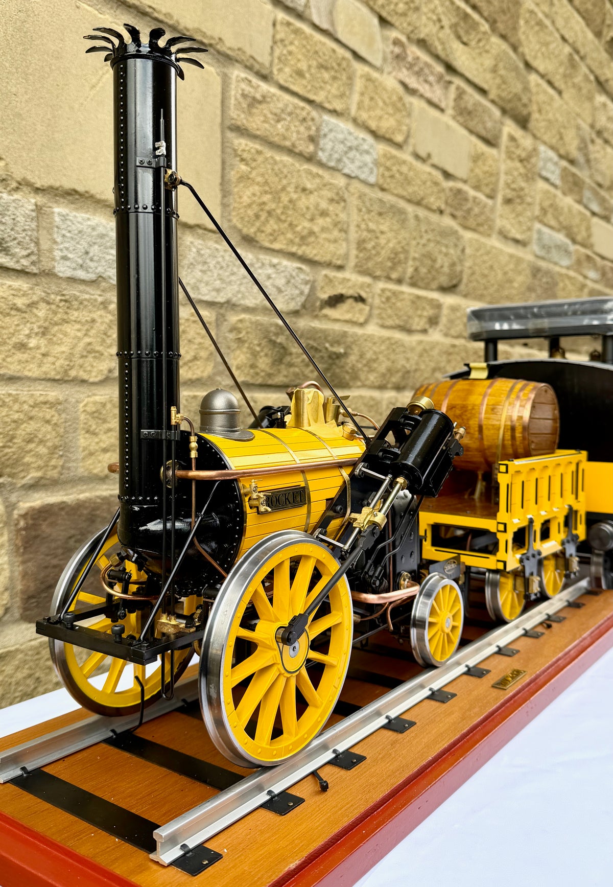 O.S. Models 5 Inch Gauge Live Steam Stephenson's 'Rocket' with First Class Coach and Track (Collection Only)