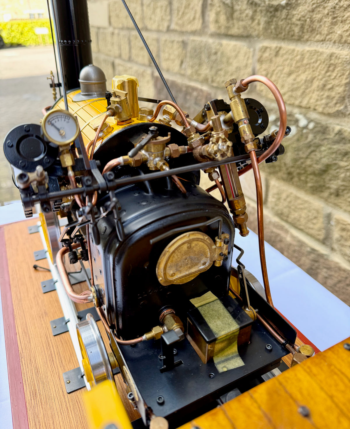 O.S. Models 5 Inch Gauge Live Steam Stephenson's 'Rocket' with First Class Coach and Track (Collection Only)