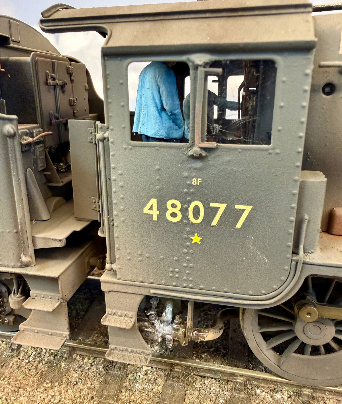 Sancheng Finescale O Gauge ex-LMS Stanier 8F No. 48077, BR Black Late Crest, Pro-Weathered