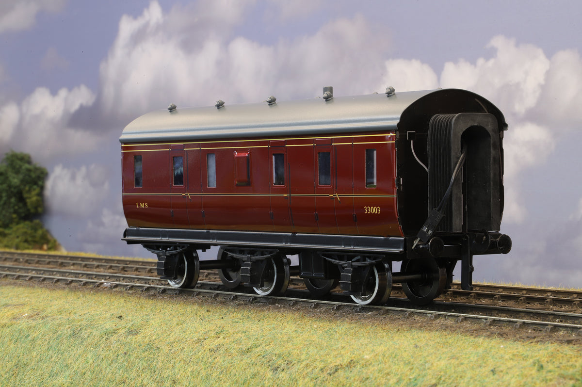 Darstead Coarse Scale O Gauge Stove 'R' 6-Wheel Brake Passenger Brake Coach LMS Maroon