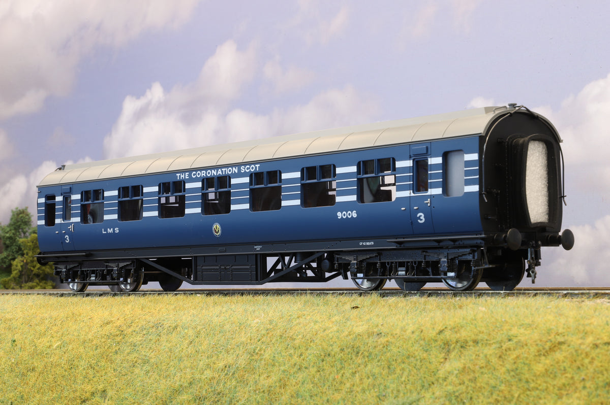 MTH Finescale O Gauge LMS &#39;Coronation Scot&#39; Coach Streamlined Blue