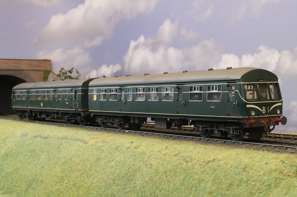 Workshop Sancheng/Brassworks Finescale O Gauge Class 101 2-Car DMU Green (Speed Whiskers) Weathered