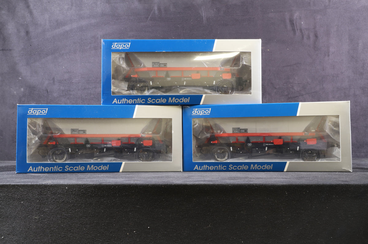 Dapol Finescale O Gauge Rake of 3 MGR HAA Coal Wagons with Red Cradle