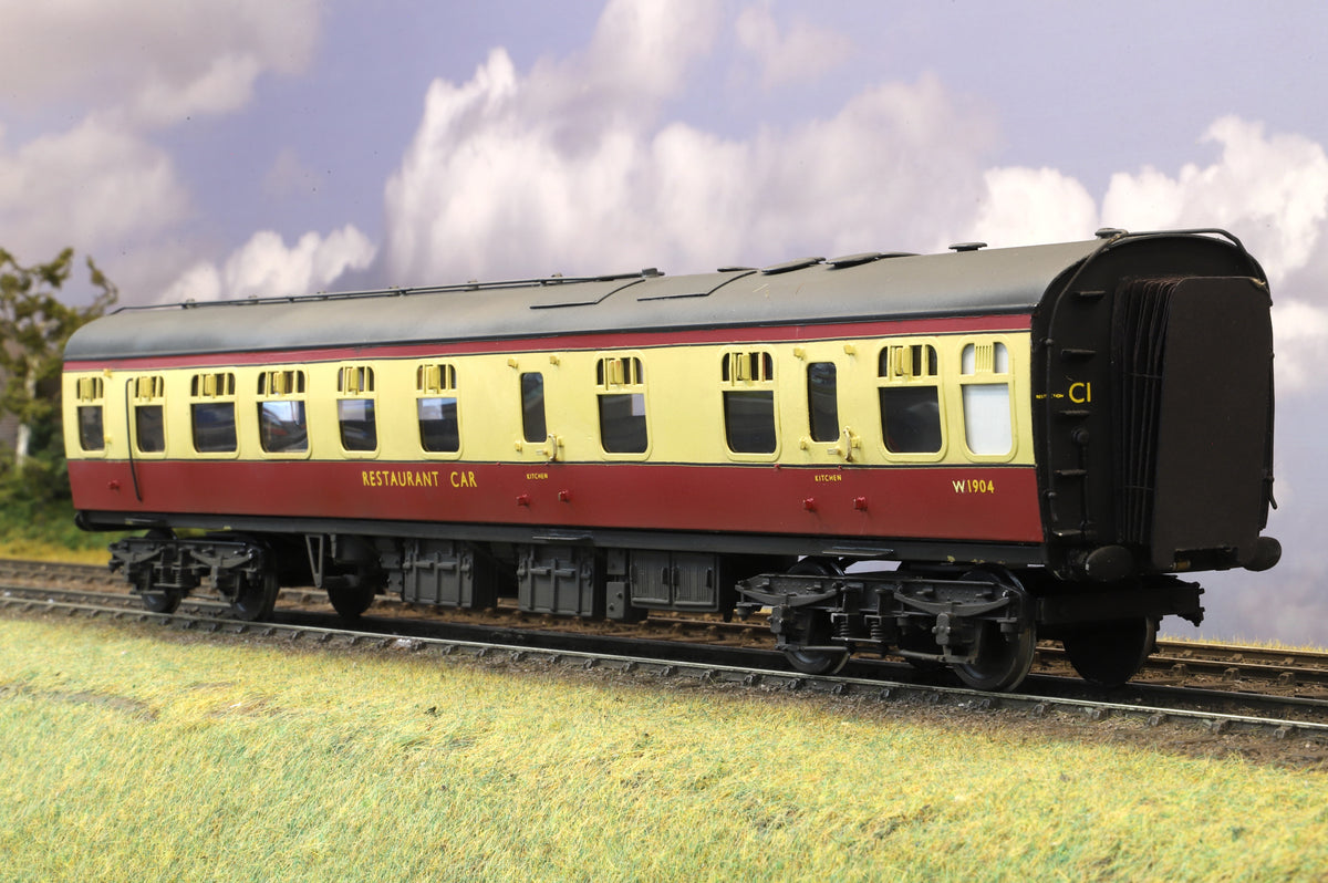 Finescale O Gauge MK1 Restaurant Buffet (RB) No. W1904, BR Blood & Custard (Brass Construction)