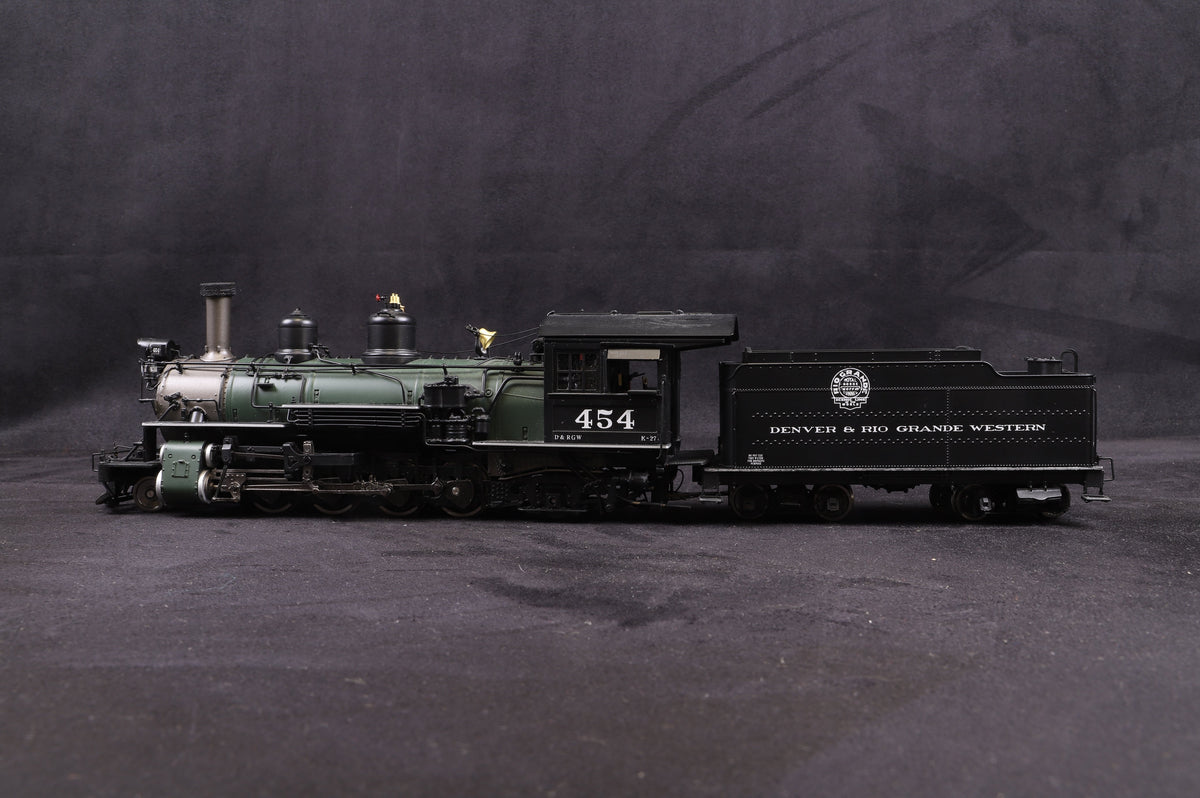 Mountain Model Imports (MMI) On3 K-27 D&amp;RGW 2-8-2 w/Green Boiler &#39;454&#39;, Factory Painted