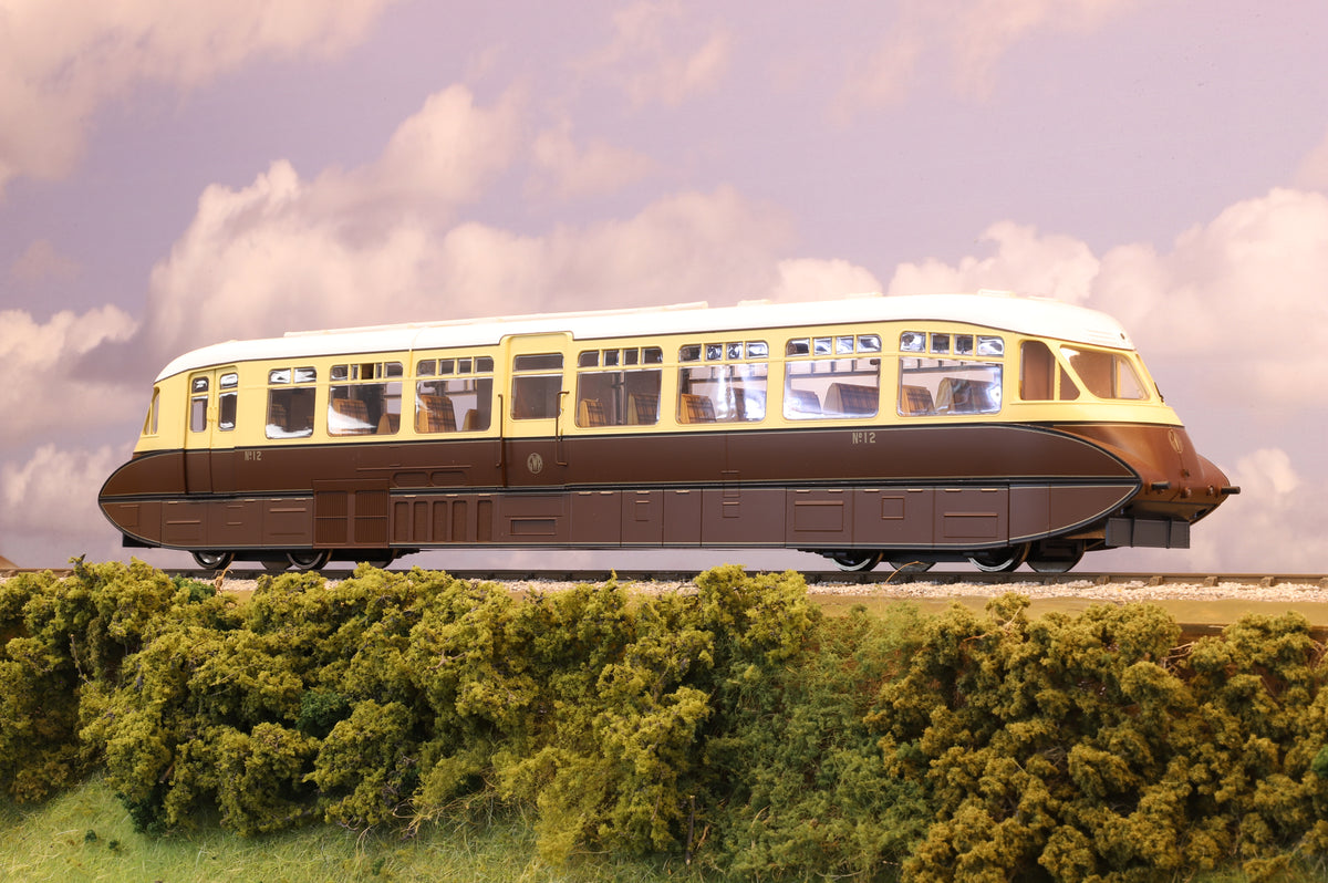 Dapol Finescale O Gauge GWR Streamlined Railcar No. 12 GWR Chocolate/Cream DCC Sound
