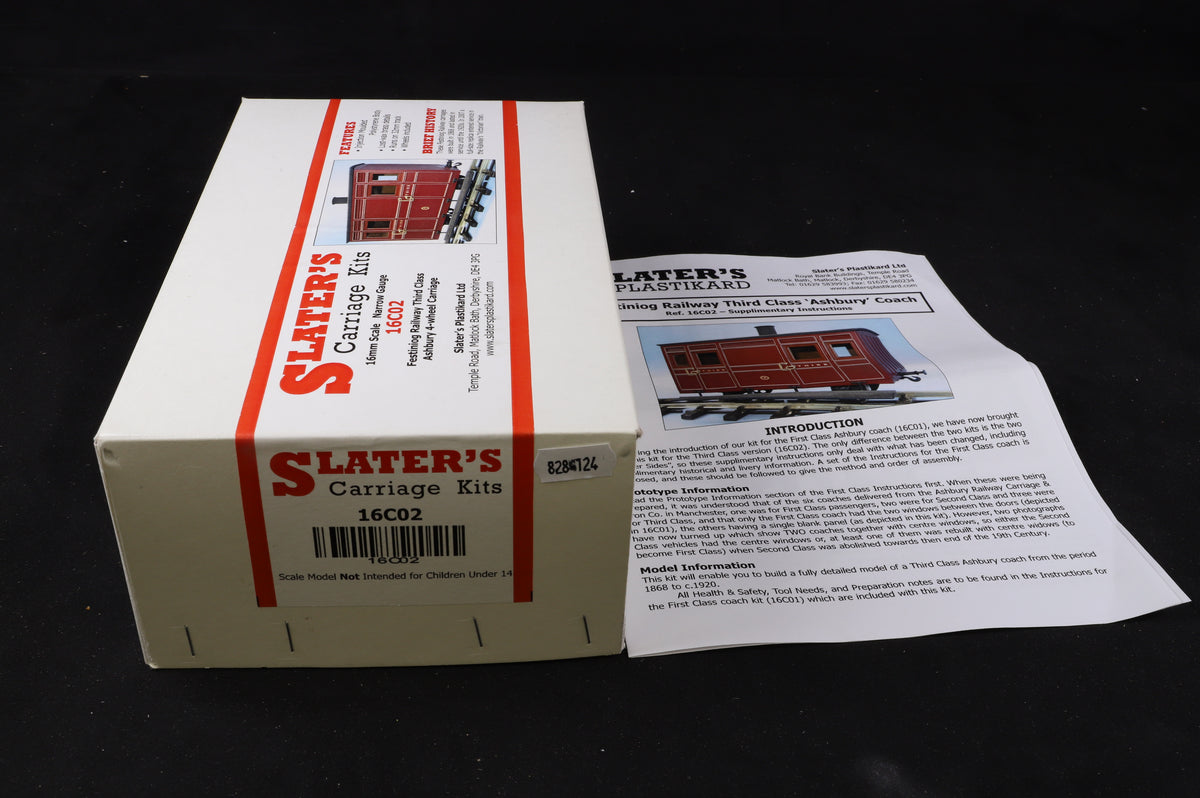 Slater&#39;s (16C02) 16mm Narrow Gauge Ashbury Four Wheel Coach Kit, 45mm wheelsets