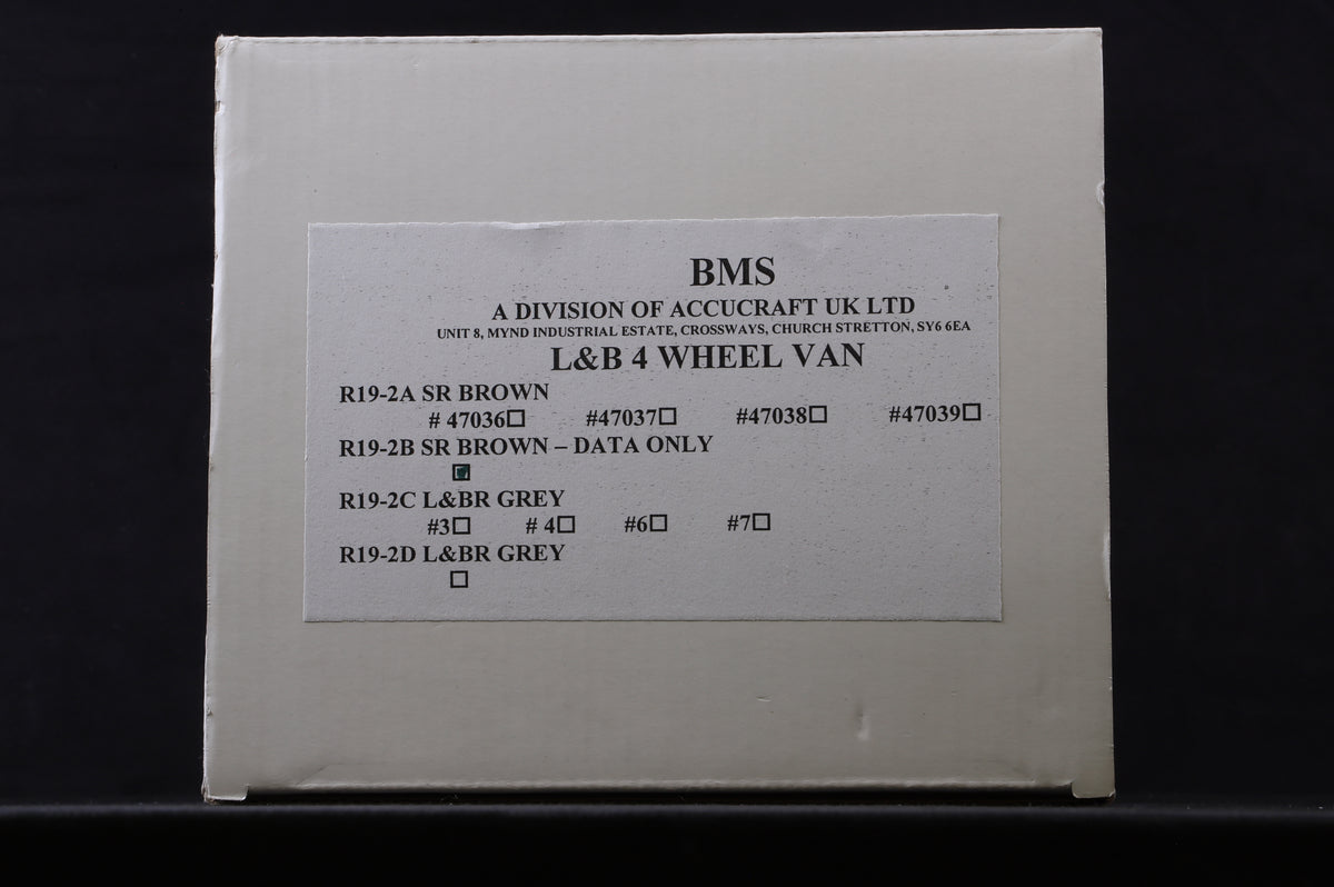 BMS/Accucraft 16mm (32mm Gauge) L&B 4 Wheel Van R19-2B SR Brown - Data Only