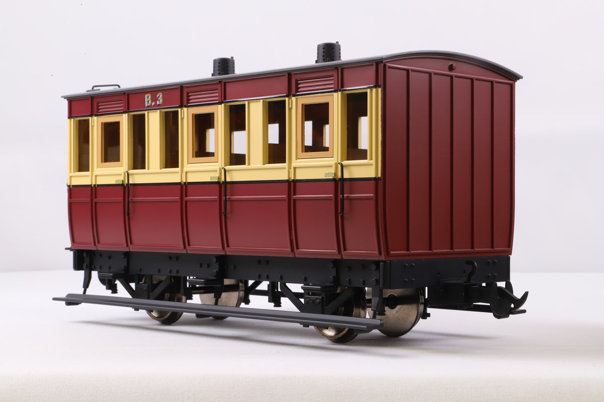 BMS/Accucraft 16mm Scale (45mm Gauge) Isle of Man Railway 4-Wheel Third Class Coach Maroon & Cream