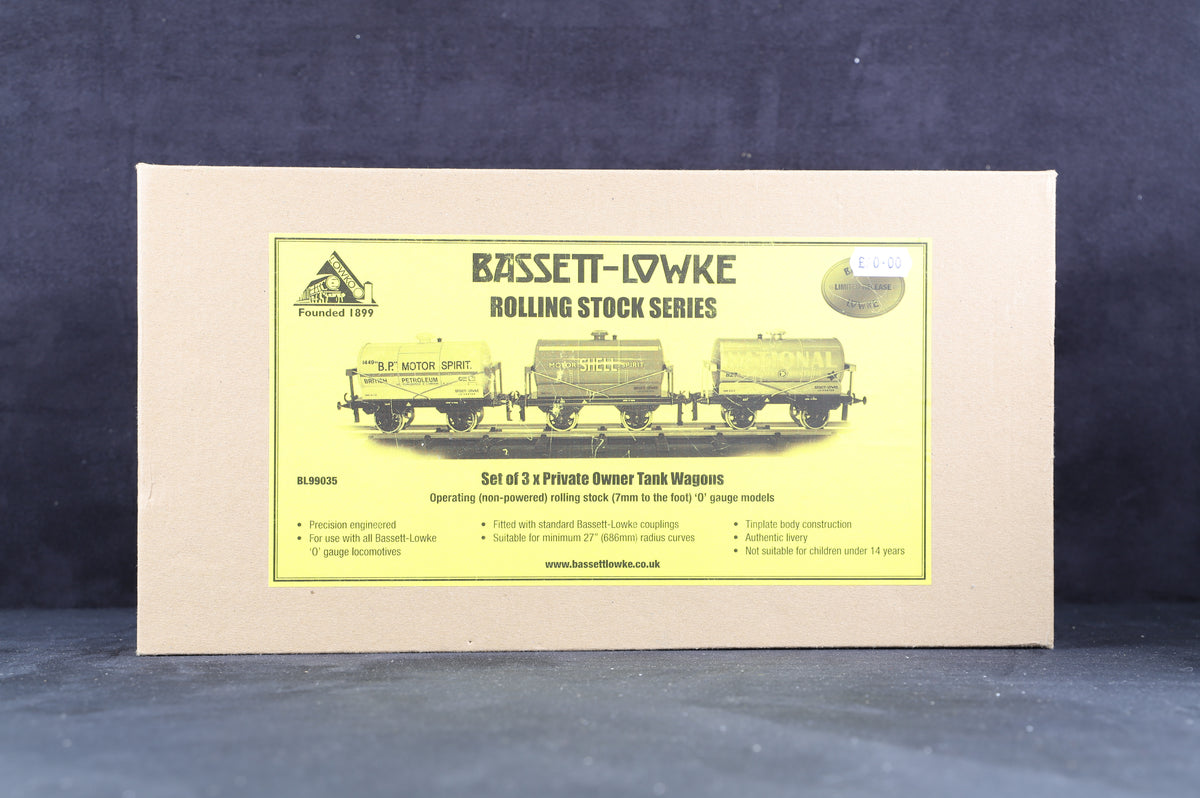 Bassett-Lowke Coarse O Gauge BL99035 Set of 3 Private Owner Tank Wagons
