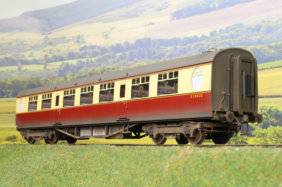 Darstaed Finescale O Gauge Rake of 4 Thompson Coaches, BR Crimson &amp; Cream, Weathered by Neil Armitage