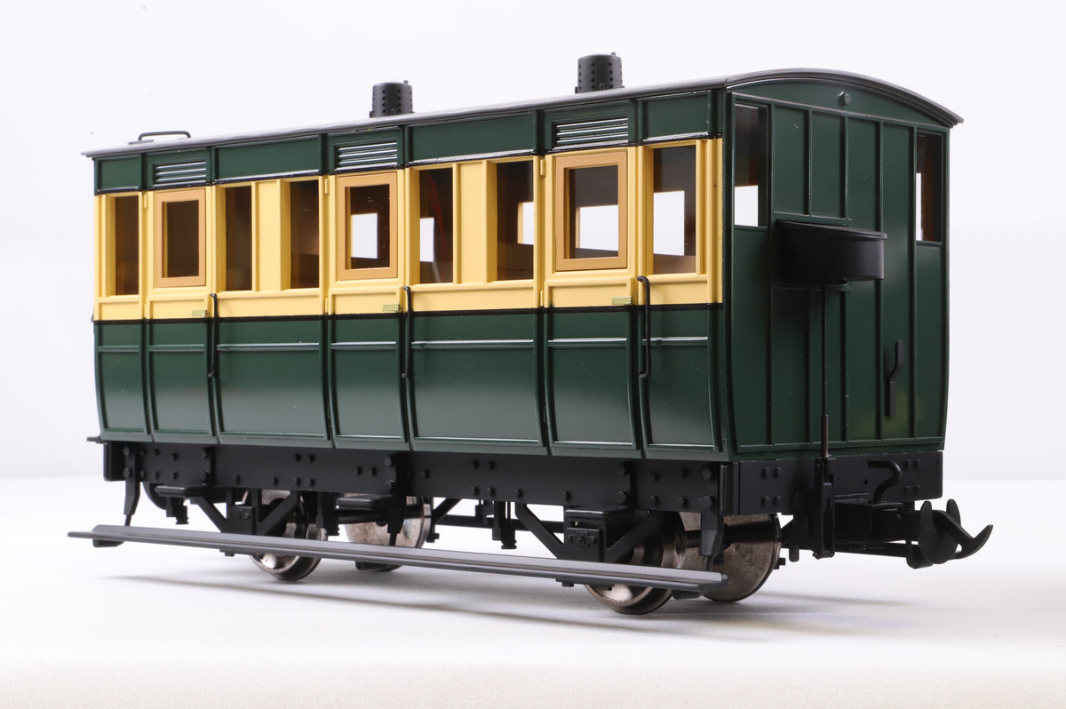 BMS/Accucraft 16mm Scale (45mm Gauge) Isle of Man Railway 4-Wheel Coach 3rd/Guards Green & Cream