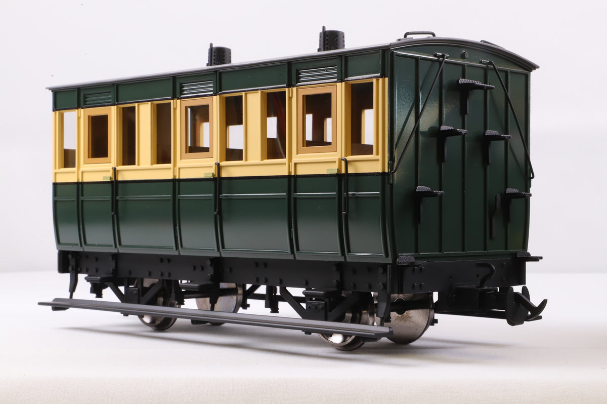 BMS/Accucraft 16mm Scale (45mm Gauge) Isle of Man Railway 4-Wheel Coach 3rd/Guards Green & Cream