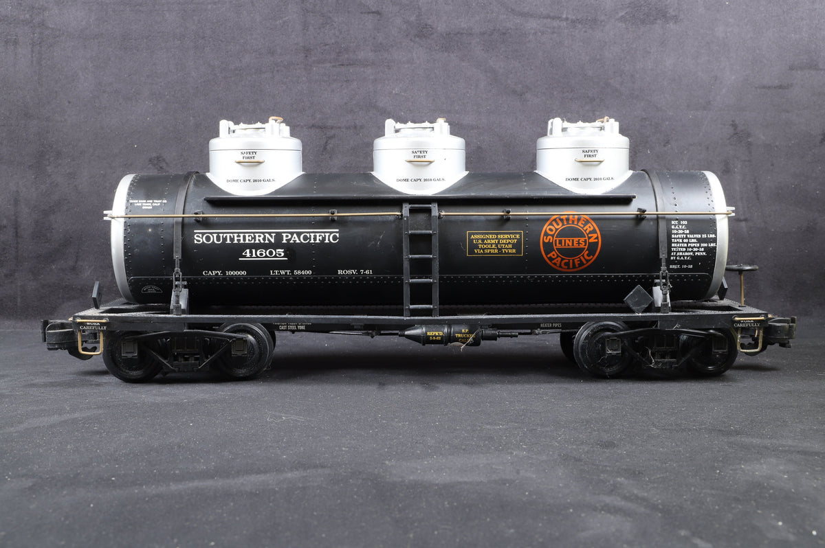 Aristocraft Gauge 1 Rake of 3 Triple-Dome Tank Cars, Inc. 41607 Esso &amp; 2 x 41605 Southern Pacific