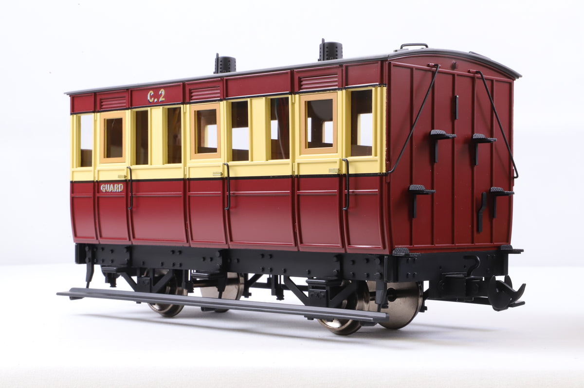 BMS/Accucraft 16mm Scale (45mm Gauge) Isle of Man Railway 4-Wheel Coach 3rd/Guards Maroon & Cream
