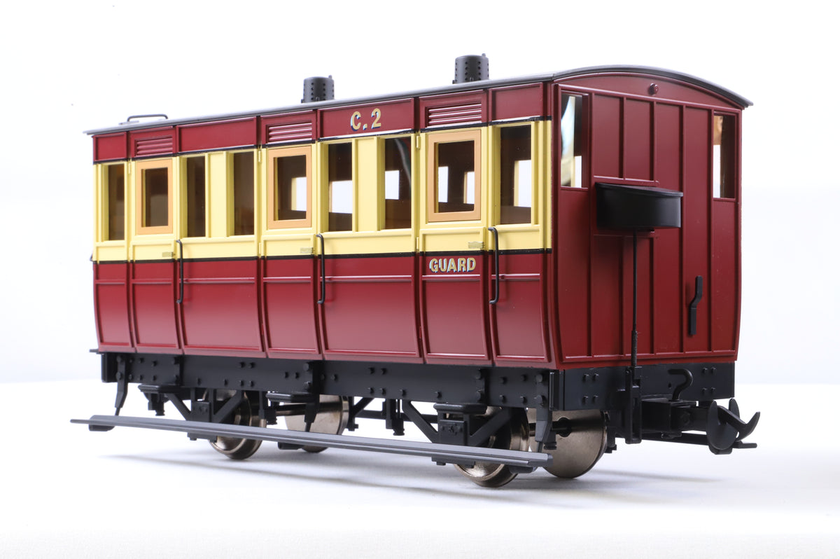 BMS/Accucraft 16mm Scale (45mm Gauge) Isle of Man Railway 4-Wheel Coach 3rd/Guards Maroon & Cream