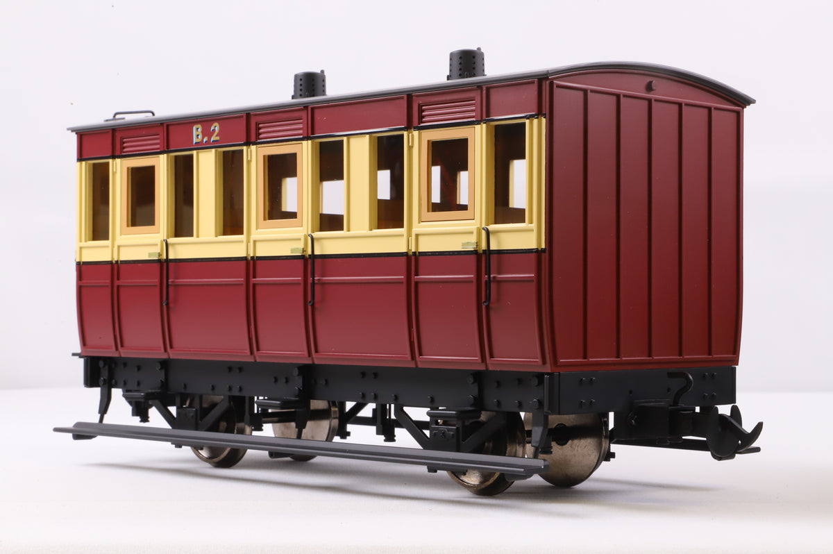 BMS/Accucraft 16mm Scale (45mm Gauge) Isle of Man Railway 4-Wheel Third Class Coach Maroon & Cream