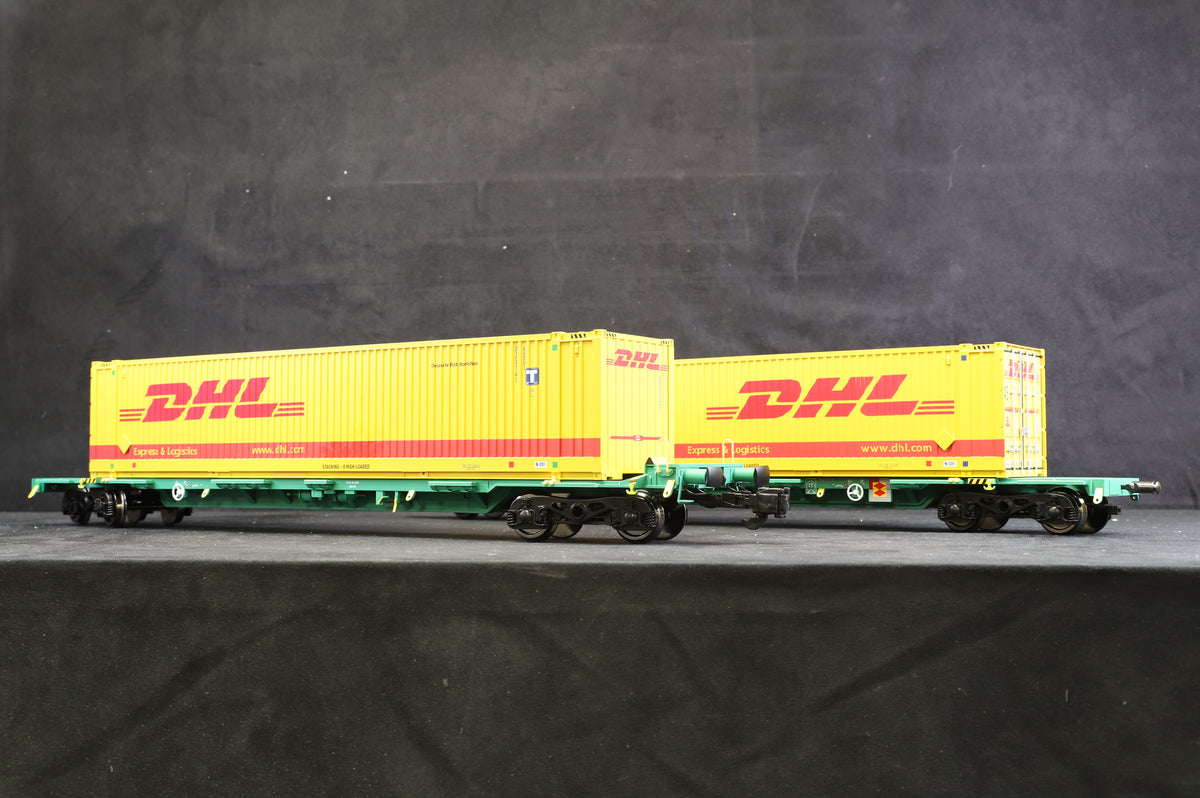 Gauge 1 Aristocraft Twin Intermodal Containers and Wagons - DHL Express &amp; Logistics, Ref: ART-50801