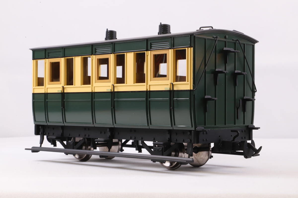 BMS/Accucraft 16mm Scale (45mm Gauge) Isle of Man Railway 4-Wheel Coach 3rd/Guards Green & Cream