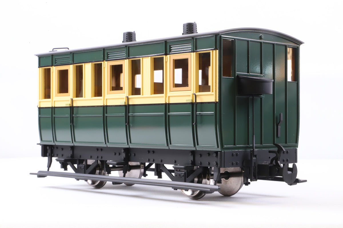 BMS/Accucraft 16mm Scale (45mm Gauge) Isle of Man Railway 4-Wheel Coach 3rd/Guards Green & Cream