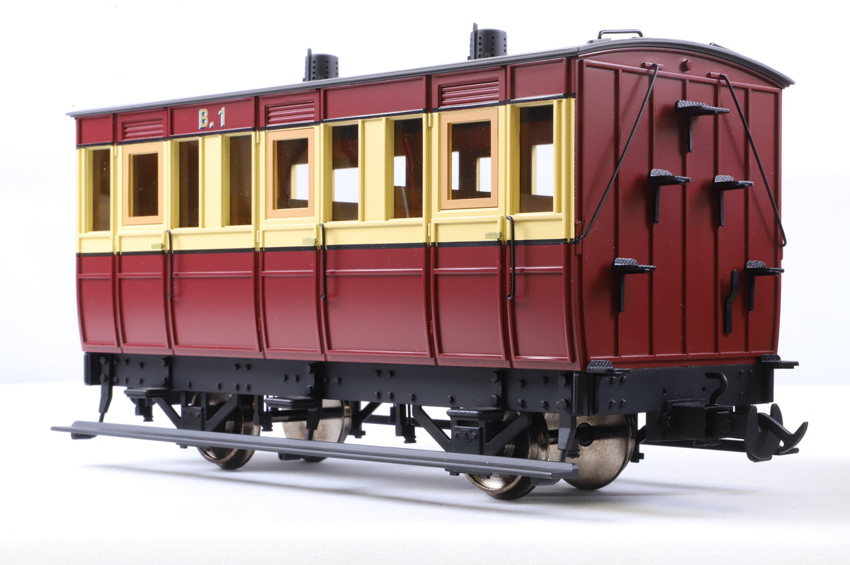 BMS/Accucraft 16mm Scale (45mm Gauge) Isle of Man Railway 4-Wheel Third Class Coach Maroon & Cream
