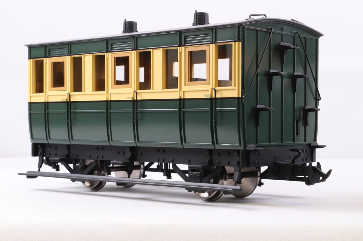 BMS/Accucraft 16mm Scale (45mm Gauge) Isle of Man Railway 4-Wheel Third Class Coach Green & Cream