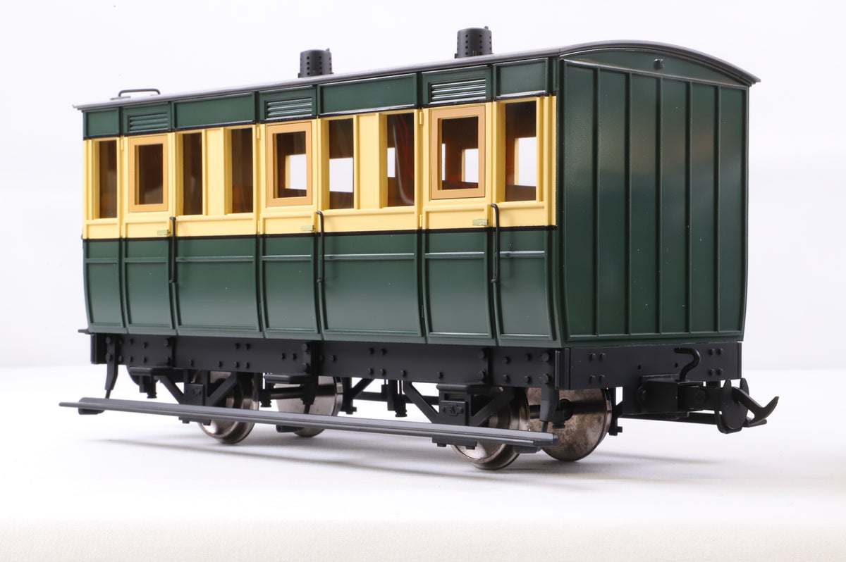 BMS/Accucraft 16mm Scale (45mm Gauge) Isle of Man Railway 4-Wheel Third Class Coach Green & Cream