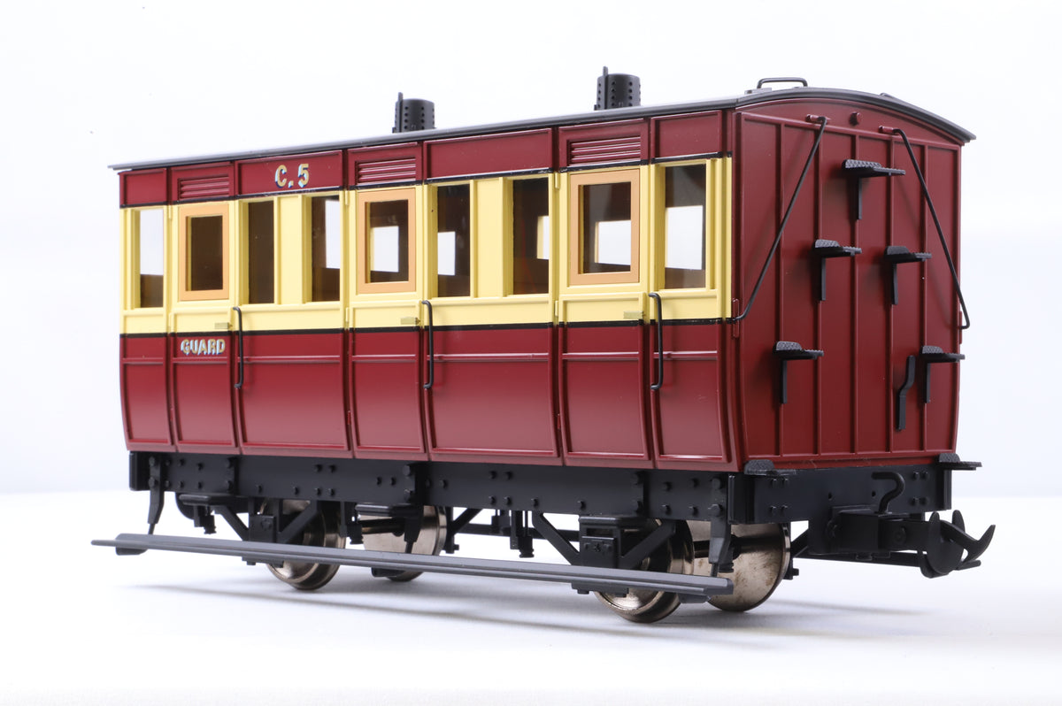 BMS/Accucraft 16mm Scale (45mm Gauge) Isle of Man Railway 4-Wheel  Coach 3rd/Guards Maroon & Cream