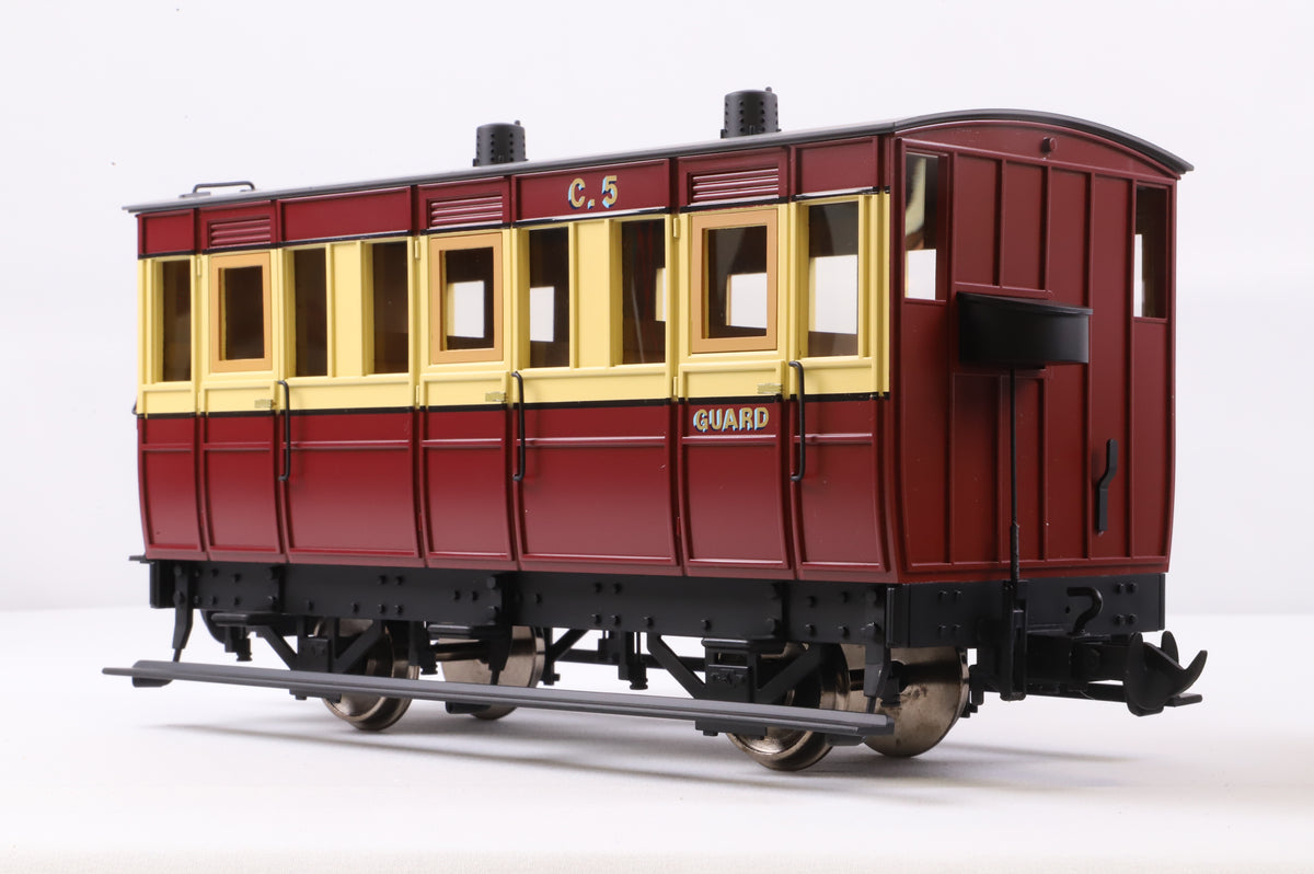 BMS/Accucraft 16mm Scale (45mm Gauge) Isle of Man Railway 4-Wheel  Coach 3rd/Guards Maroon & Cream