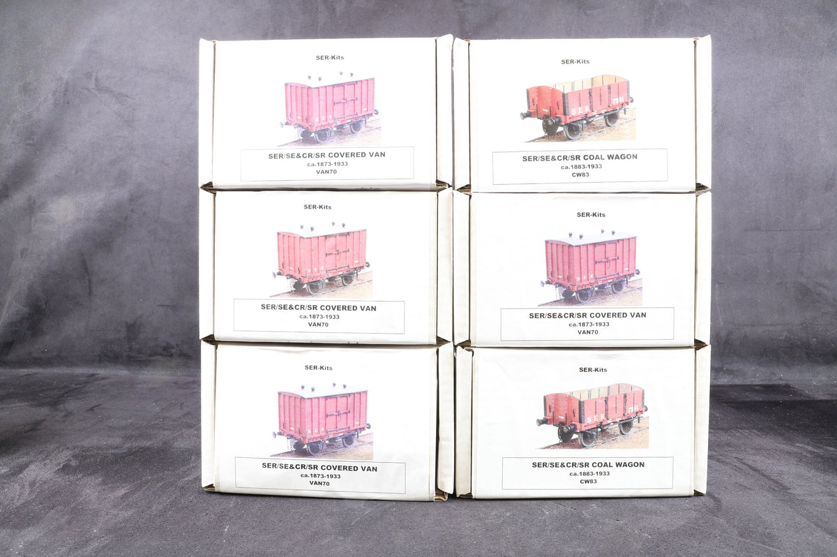 SER Kits O Gauge Rake of SER/SE&amp;CR/SR 4 Covered Vans &amp; 2 Coal Wagon Kits