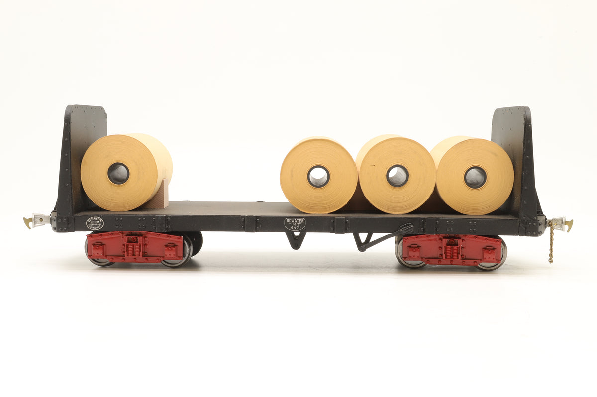 Kit-built 16mm Scale Bowaters (Sittingbourne & Kemsley) Pair of Bogie Flat Wagons
