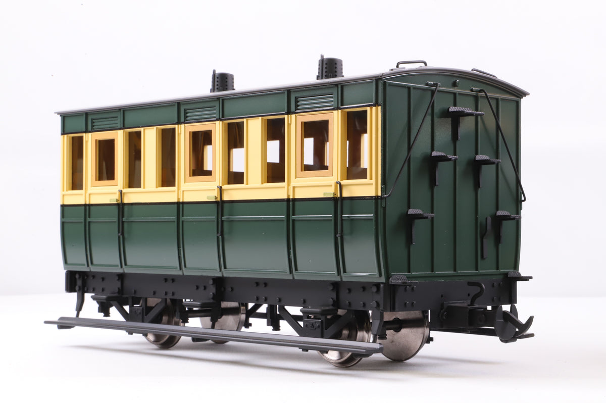 BMS/Accucraft 16mm Scale (45mm Gauge) Isle of Man Railway 4-Wheel Coach Third Class Green & Cream