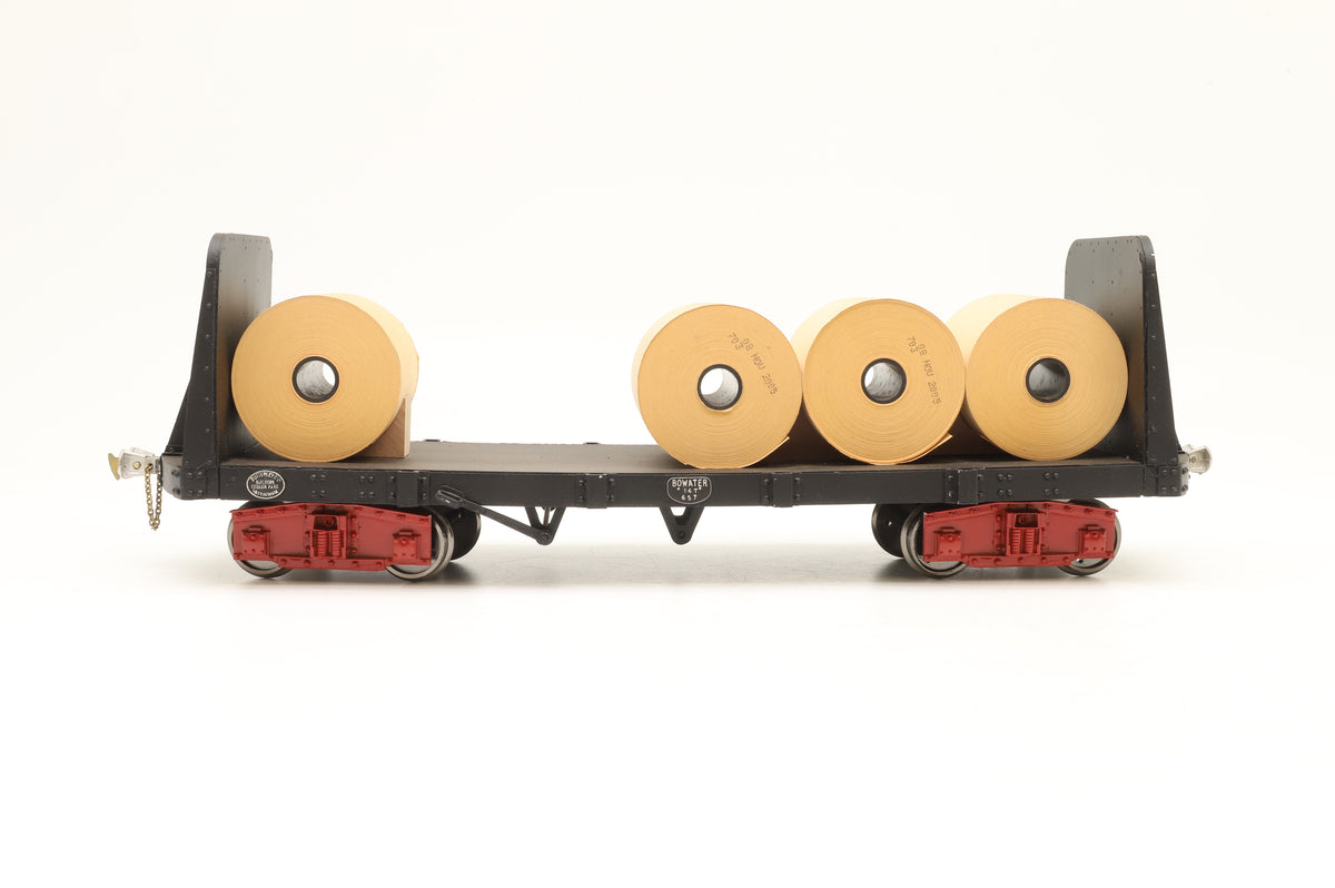 Kit-built 16mm Scale Bowaters (Sittingbourne & Kemsley) Pair of Bogie Flat Wagons