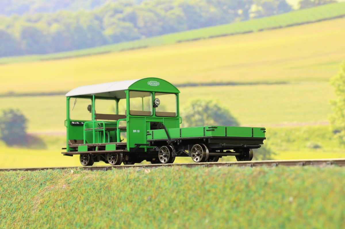 Ellis Clark Trains E1017 Finescale O Gauge Wickham Trolley &amp; Trailer, BR (SR) Green &#39;DS3321&#39;
