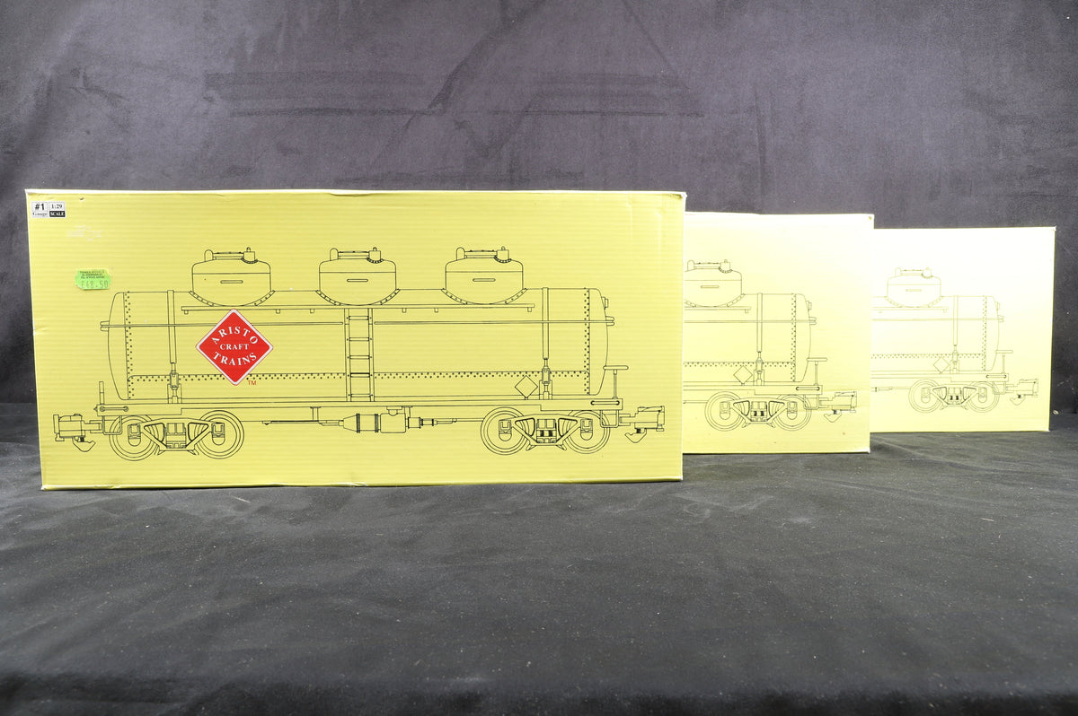 Aristocraft Gauge 1 Rake of 3 Triple-Dome Tank Cars, Inc. 41607 Esso &amp; 2 x 41605 Southern Pacific