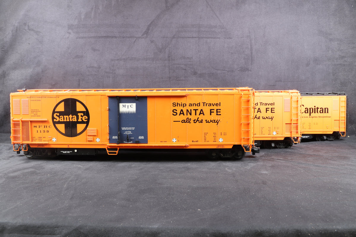 USA Trains G Rake of 3 50ft Mechanical Reefer Wagons, Santa Fe